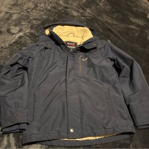 Hollister Dark Blue Sherpa Lined Waterproof Jacket All Weather Collection MensM